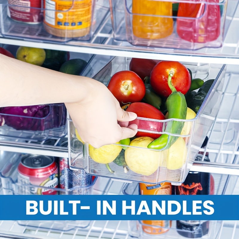 Stackable Refrigerator Organizer Bin, Clear Kitchen Pantry Organizer  Container Bins With Handles For Cabinets, Shelves, Drawer, Freezer, For  Snack, Fruit, Vegetables And Beverage Storage, Home Kitchen Supplies - Temu  United Arab Emirates