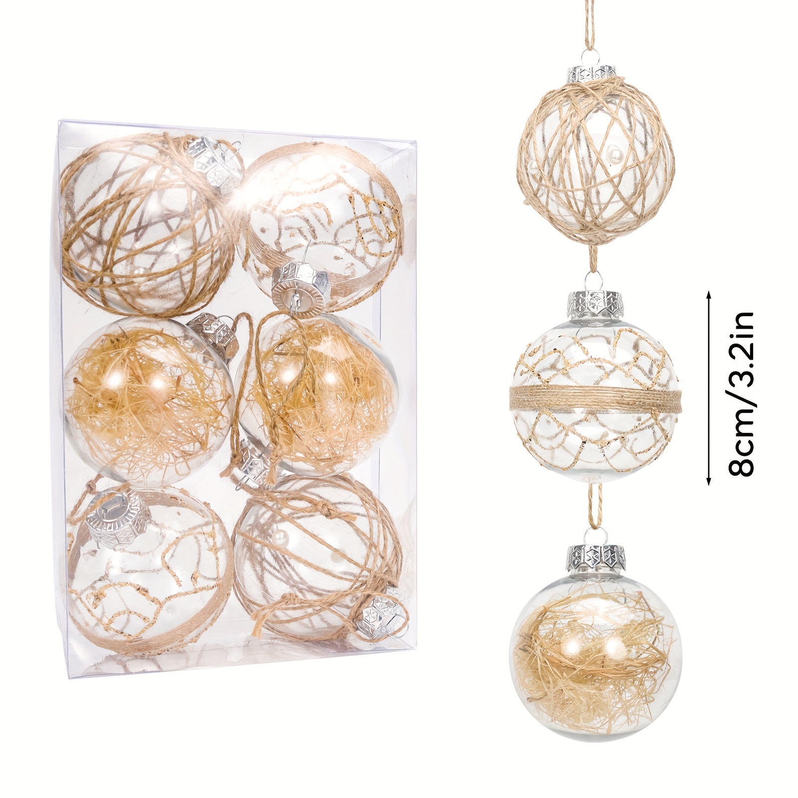 10PCS Large Clear Ball Ornaments, 3.15 inch Fillable Christmas Balls  Shatterproof Ornament Baubles for DIY Crafts Christmas Wedding Party Decor