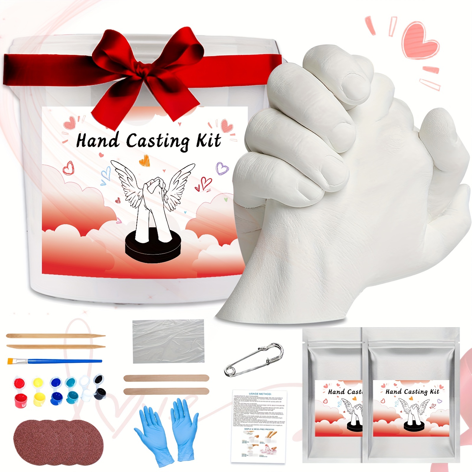 Diy Hand Casting Kit Hands Plaster Statue Molding Set Hand Holding Craft  For Couples
