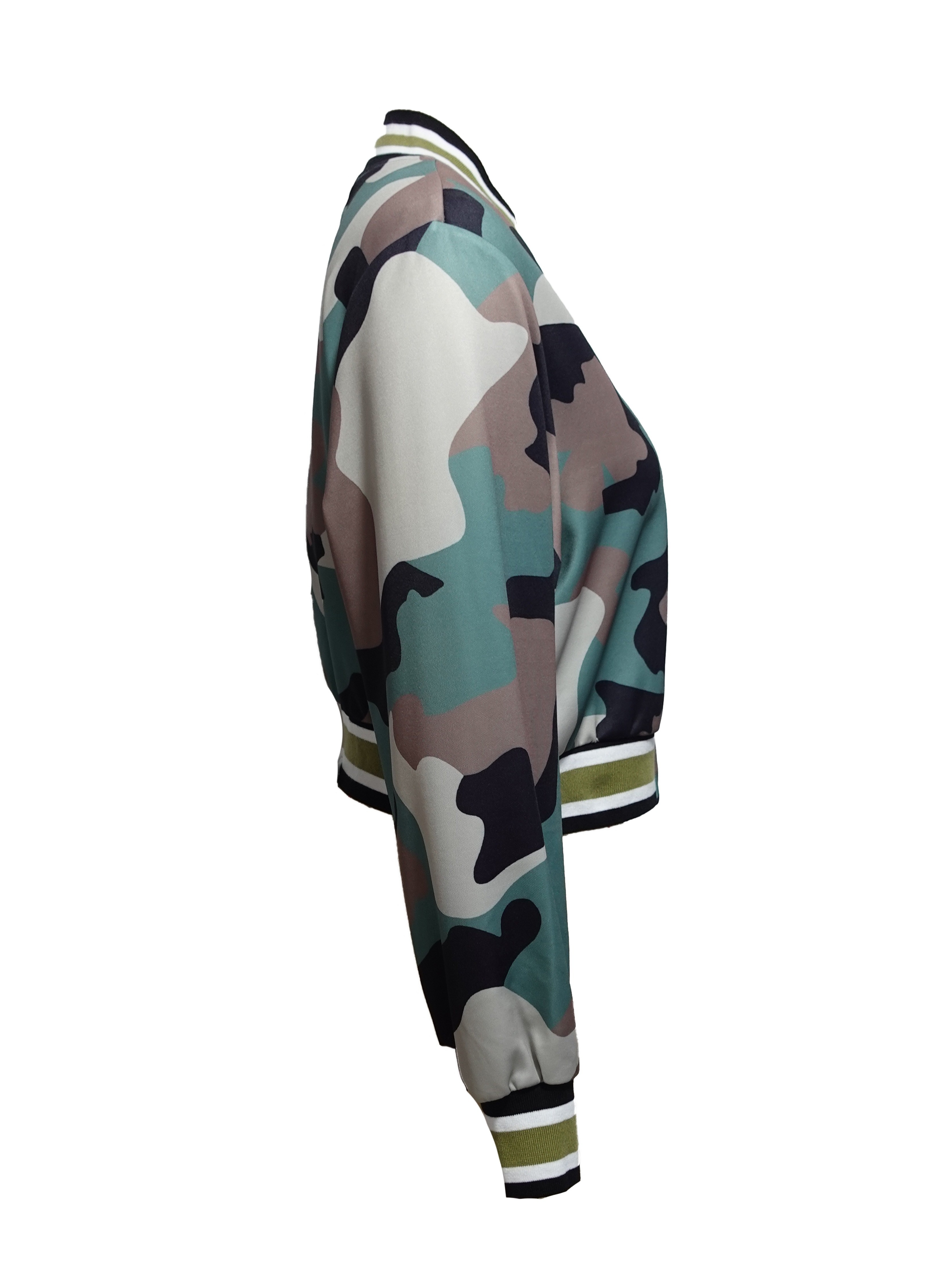 camouflage print jacket casual long sleeve jacket for spring fall womens clothing