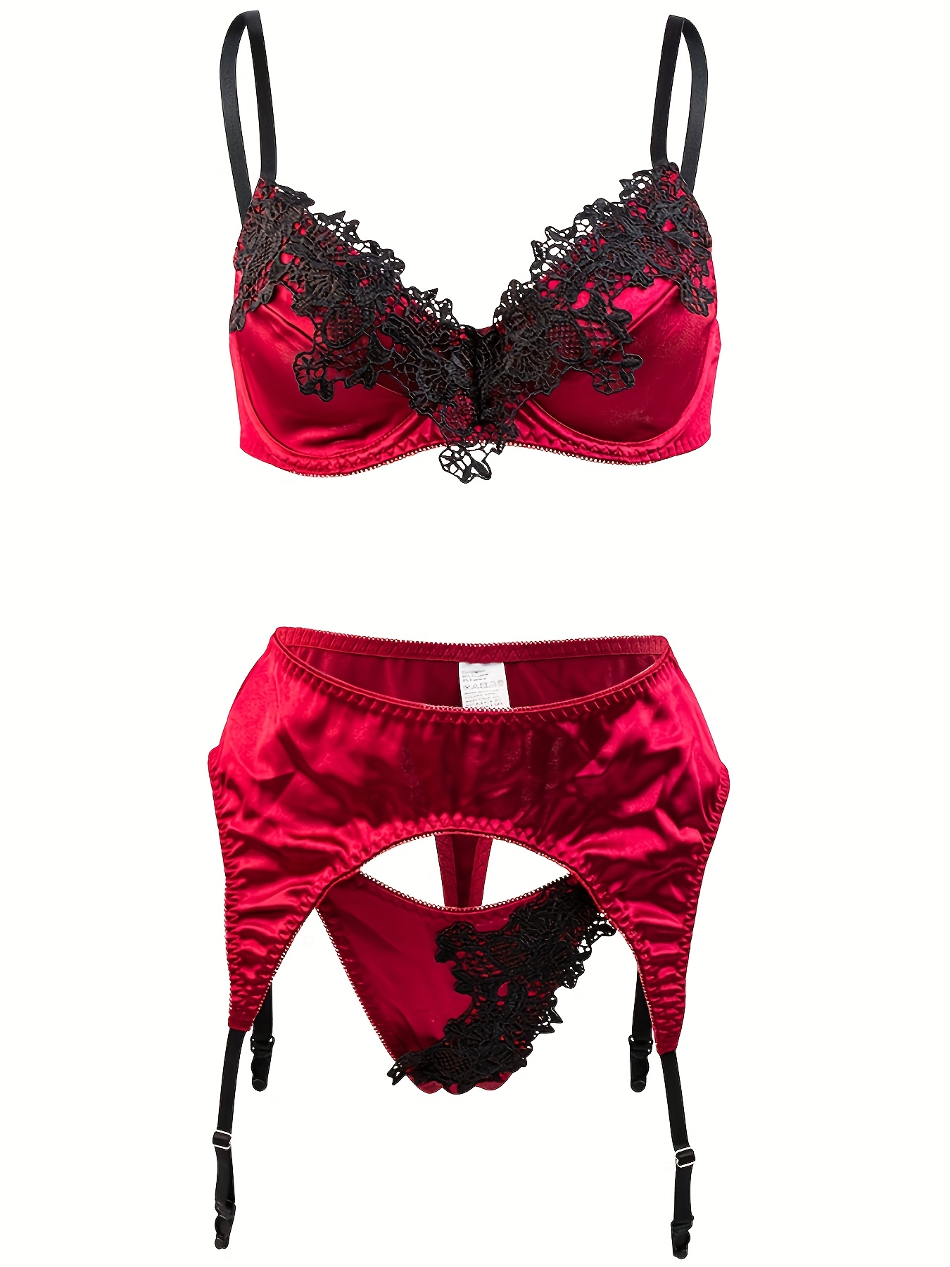 Lace Bra Set Color Block Underwear Set,red,40B/90B