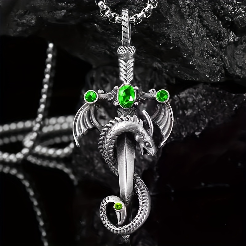 Men's Luminous Vintage Dragon Sword Pendant Necklace Glow - Temu