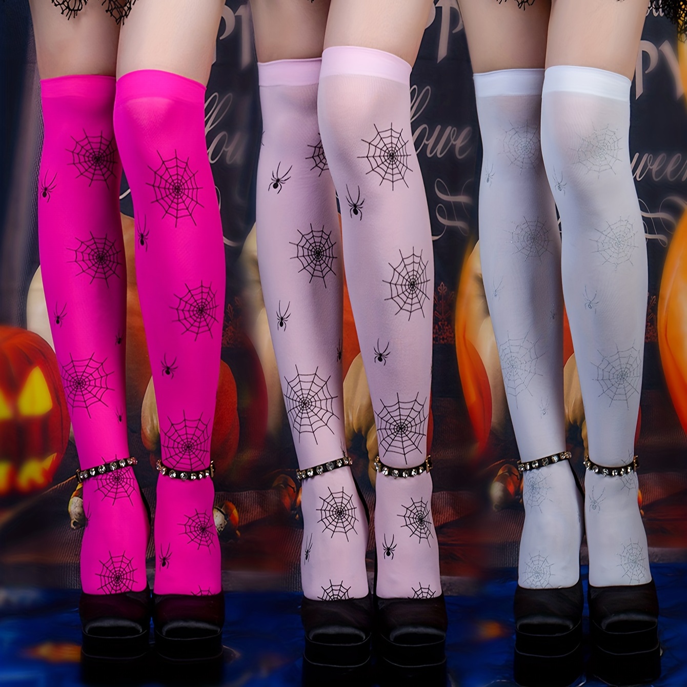 Floral Lace Thigh High Stockings Semi sheer Knee Socks - Temu