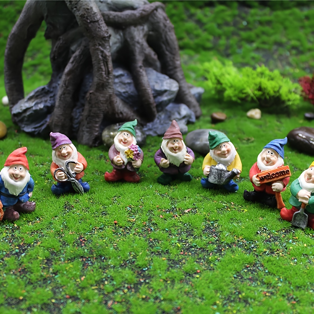

Mini Gnome Garden Set, 7pcs Gnome Resin Statue, Fairy Garden Accessories, Miniature Figurines, Micro Landscape For Fairy Garden, Plant Pots, Bonsai Craft Decor, Home Decor