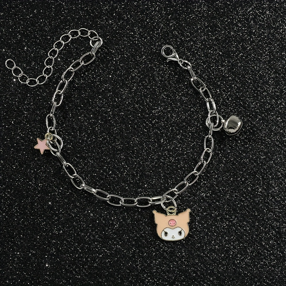 1pc Cute Multiple Kuromi Charms Bracelet Cartoon Figure Pendant Bangle for Teen Girls,Temu