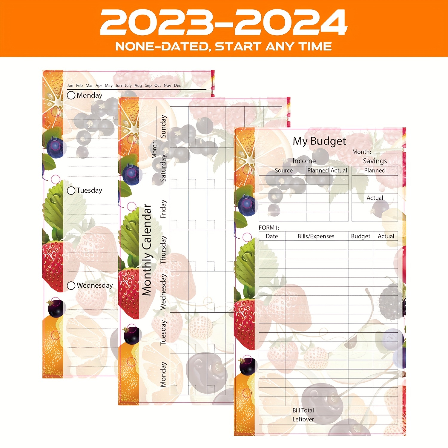 2024 Weekly & Monthly Planner Refill, 3-3/4 x 6-3/4, January
