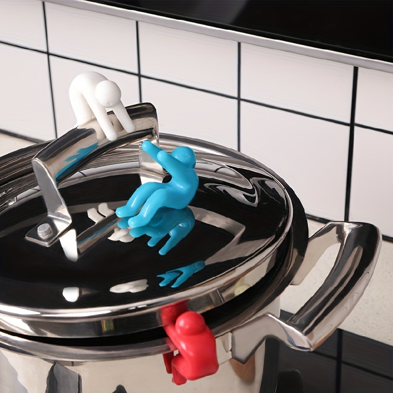 Kitchen Pot Lid Holder Silicone Funny Man Cooking No Boil Over Tool  Overflow