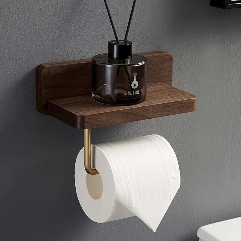 Wood Toilet Paper Holders Shelf, Wall Wood Toilet Paper Holder