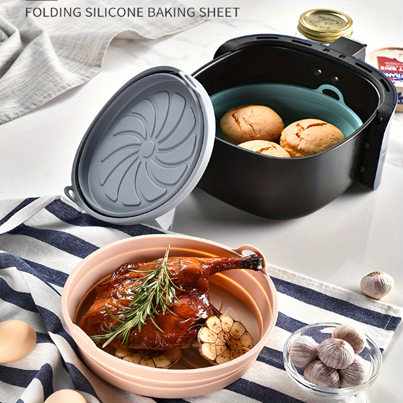 1pc Round Silicone Baking Pan, High Temperature Resistant Silicone Air  Fryer Mat, Microwave Oven Baking Tray Silicone Tray