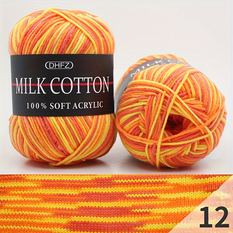 2 Pcs Crochet Yarn, Feels Soft 280 Yards Assorted Colors 4ply Acrylic Yarn,Yarn for Crochet & Hand Knitting-Orange