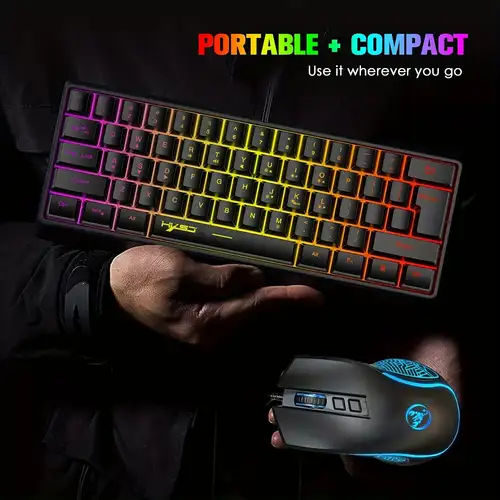 Gaming Keyboard and Mouse Combo 88 Keys Rainbow Backlit Mechanical Feel for  PC