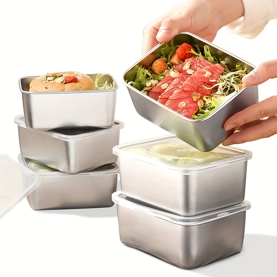 Container, Stainless Steel Fresh-keeping Box With Lid, Airtight Food  Storage Container Lunch Box Bento Box, For Outdoor Picnic, Camping, For  Commercial Use Table, Kitchen, Restaurant, Kitchen Supplies - Temu