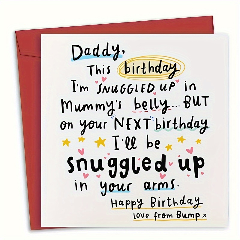 

1pc Daddy, Love From The Bump Birthday Card - Next Birthday I'll Be Snuggled Up In Your Arms, Daddy To-be Card