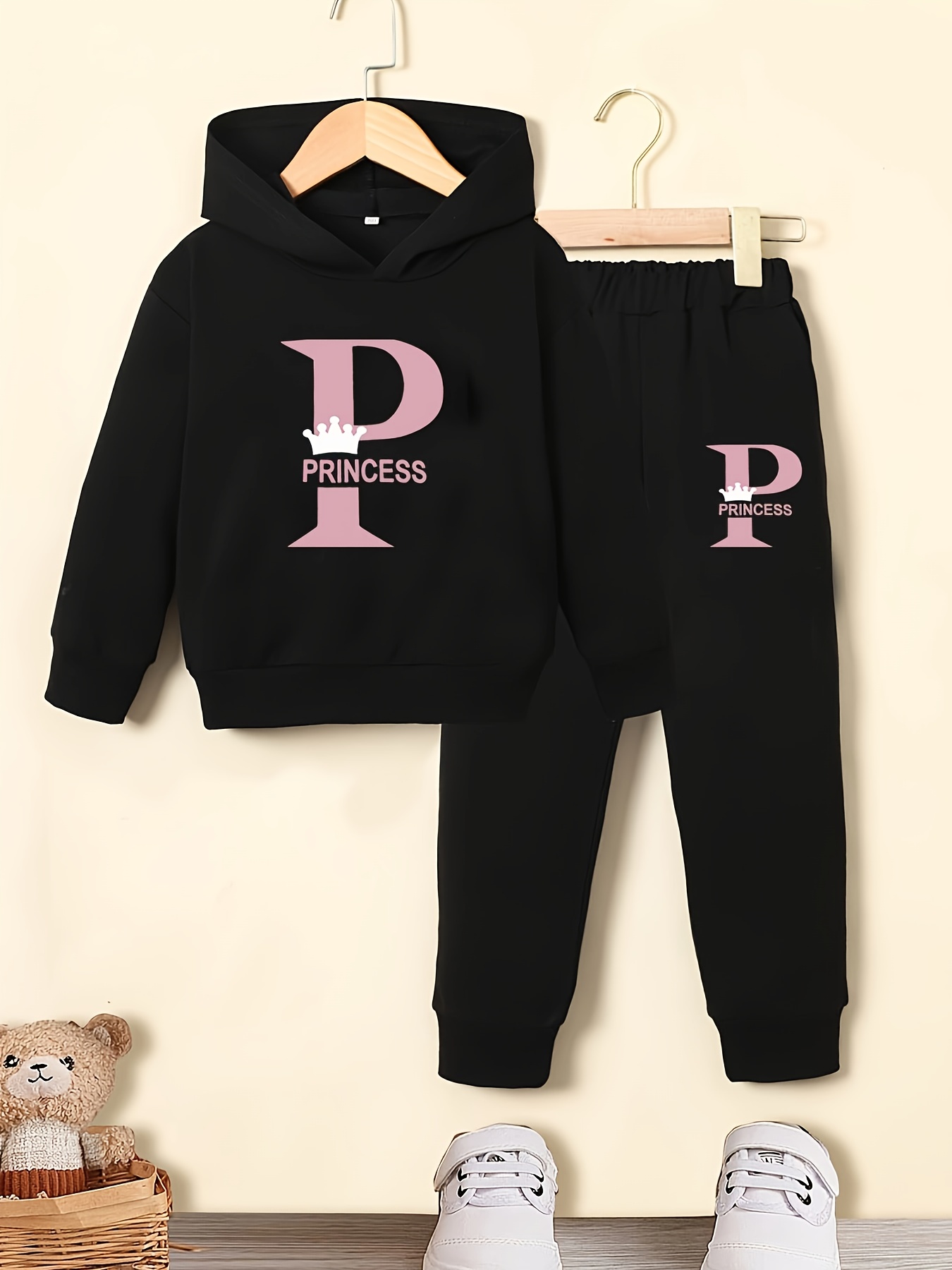 Girls Hoodie Pants Set princess Heart Design Fall Winter - Temu Canada