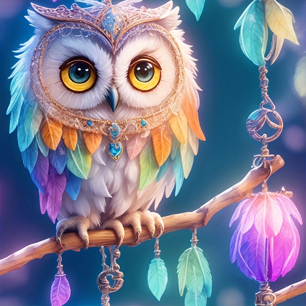 5d Diamond Painting Set Creative Colorful Owl - Temu
