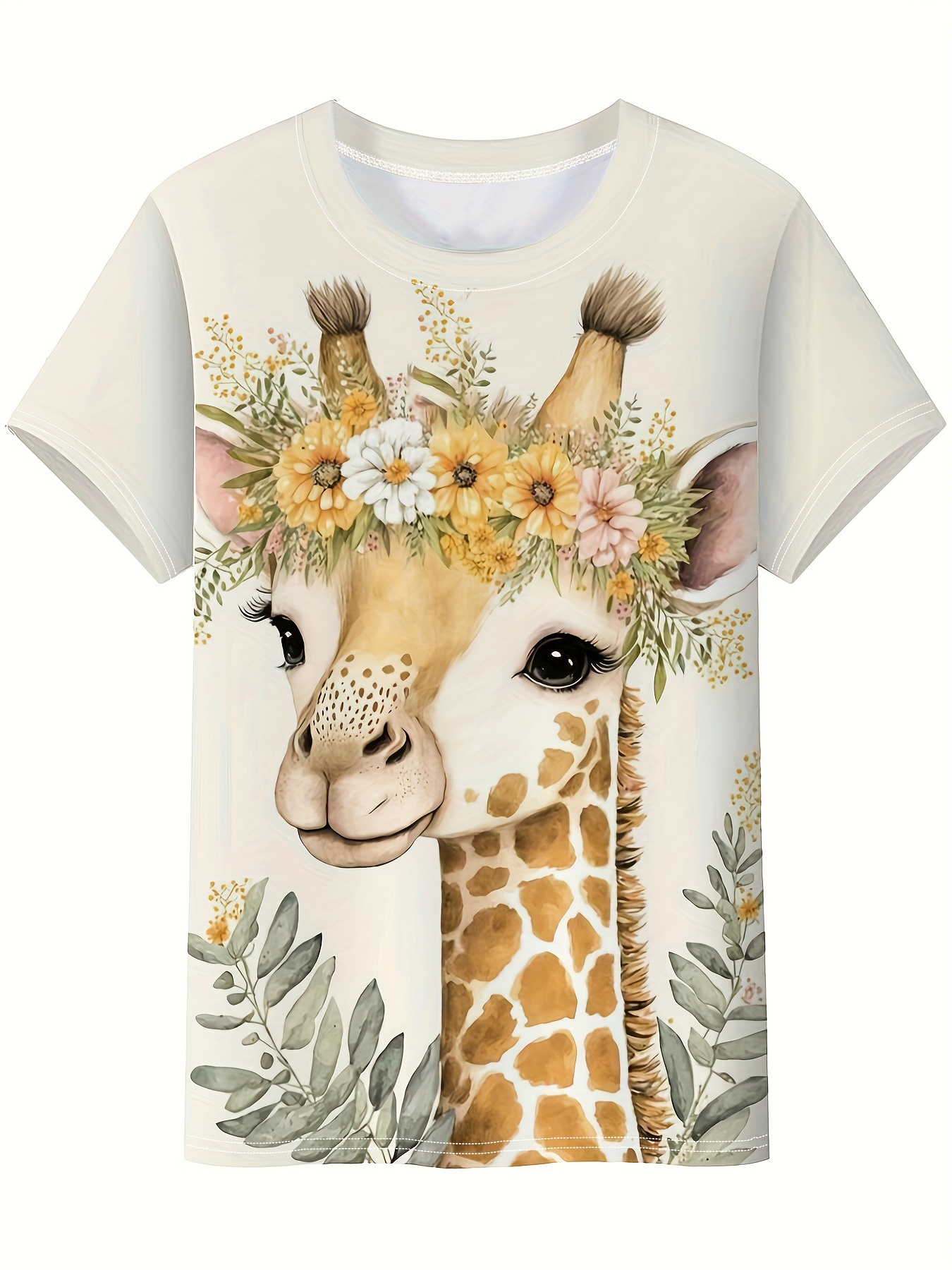 Womens Giraffe V-Neck T-Shirt