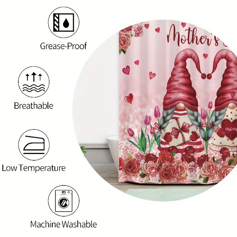 1pc Pink Heart-shaped Valentine's Day Shower Curtain/christmas