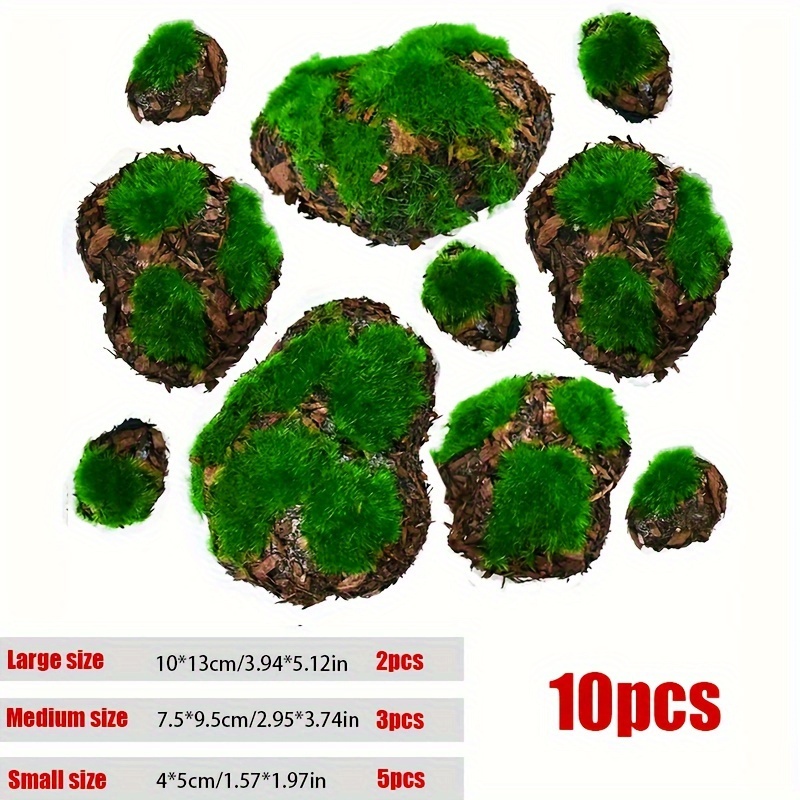 10pc Artificial Moss Foam Stones Green Grass Simulation Plant