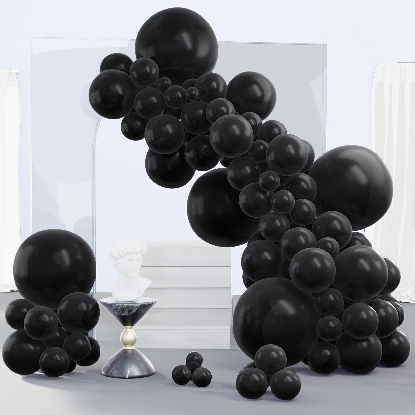 Arche Ballon Anniversaire Or Noir Blanc Marmoréens Kit Guirlande