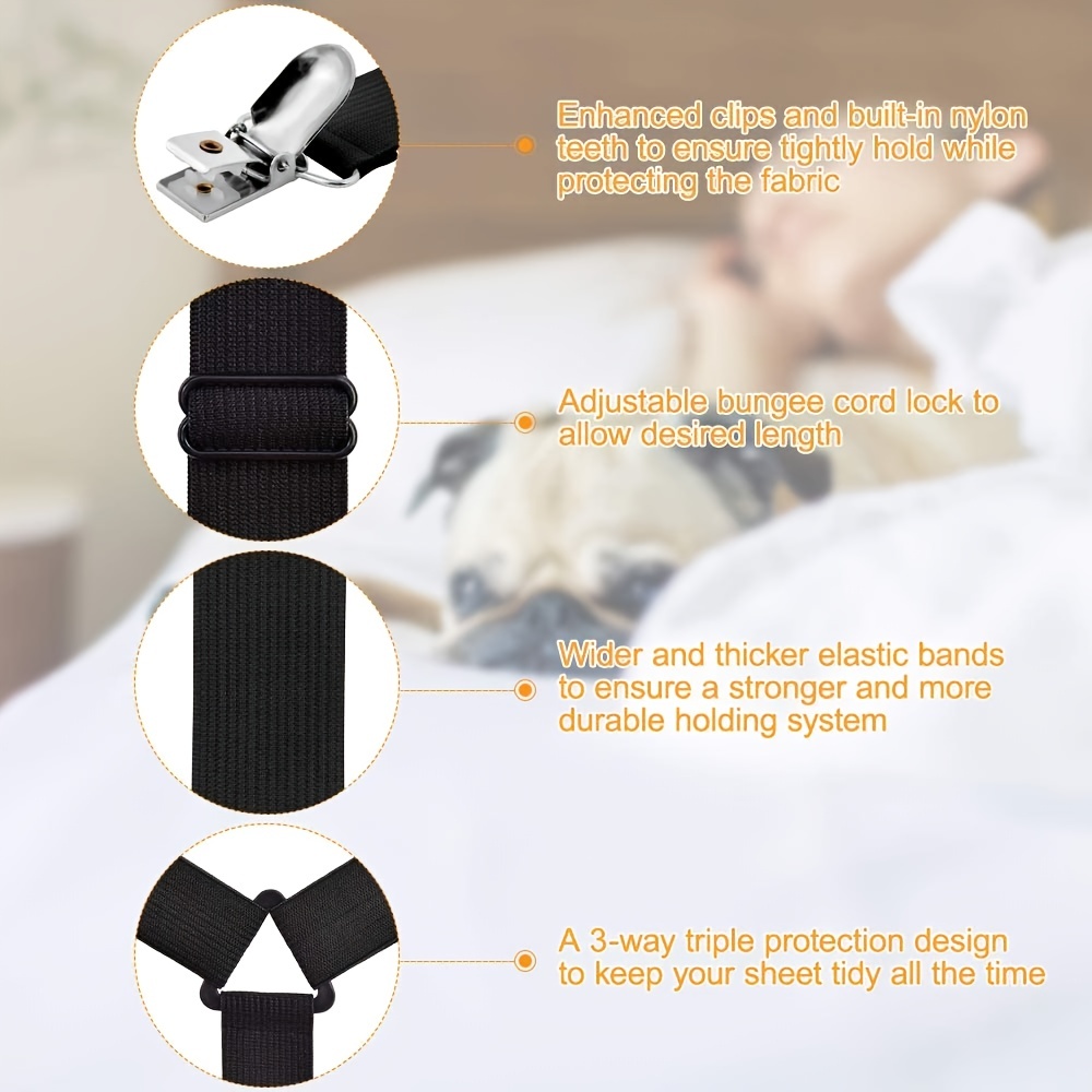 Bed Sheet Holder Straps, Adjustable Elastic Crisscross Sheets Clips,  Practical Invisible Non-slip Safety Sheet Straps - Temu