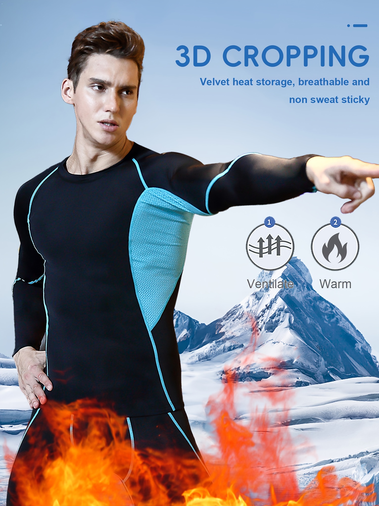 Men's High Stretch Plus Fleece Sports Training Bodysuit Long - Temu