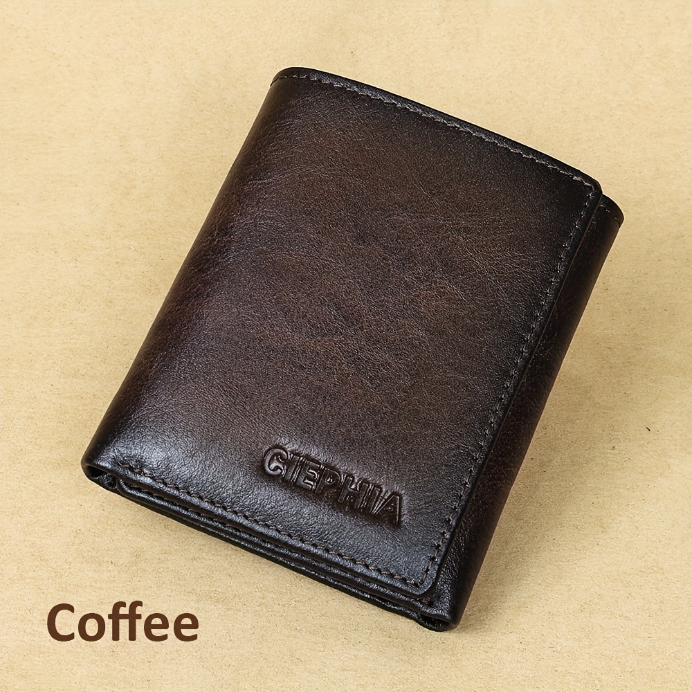 RFID Genuine Leather Money Clip Wallet for Men and Women, Brown