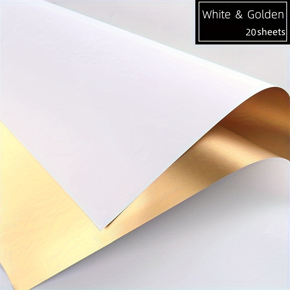 Double Sided Color Flower Wrapping Paper White+Gold 22.8x22.8 Waterproof  20 Pack 