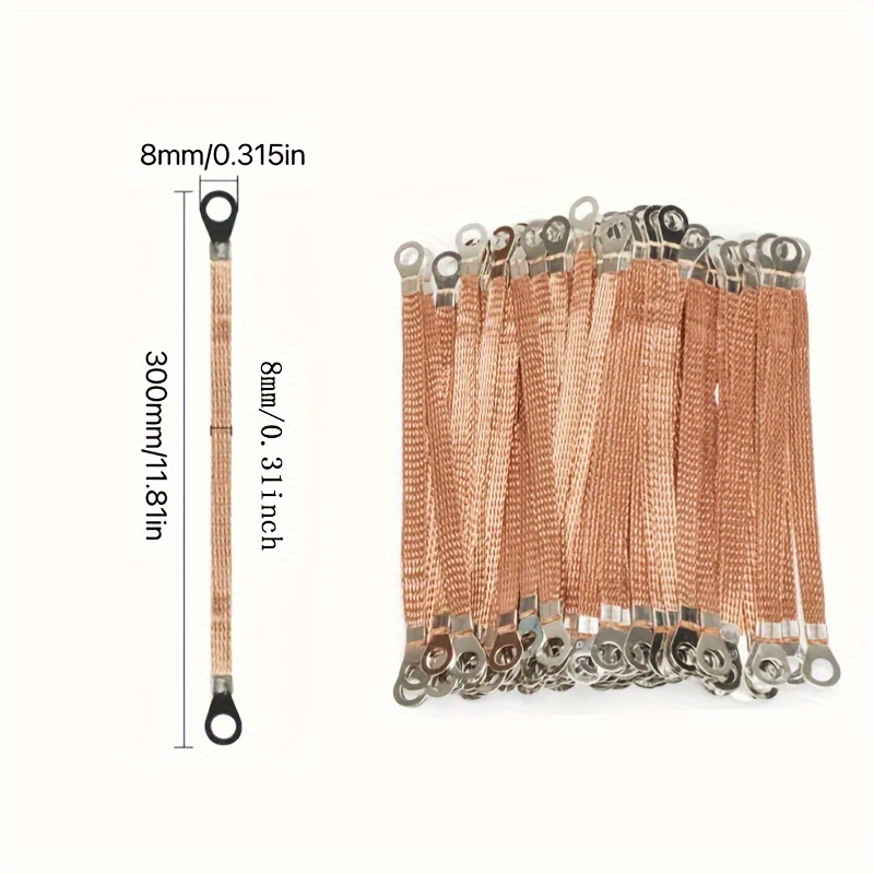 Set Of 10pcs Of 8mm Copper Braided Wire, Designed For Applications, Suitable For Grounding In Distribution Boxes