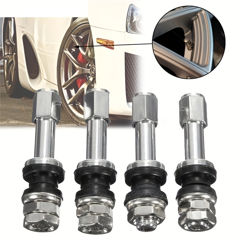 

4pc Stainless Steel Tr48e Bolt-in Car Tubeless Wheel Tire Valve Stem Dust Cap Cover For Motorcycles Scooter Moped Bicycle Rims