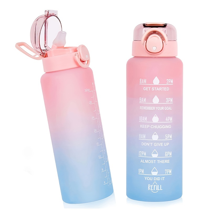 17.6 Oz Clear Plastic Glass Water Bottles with Time Marker