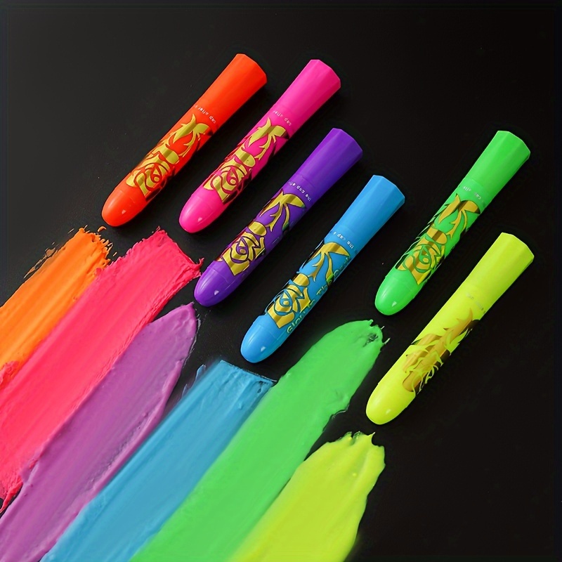 Glow In The Black Light Face Paint Crayons Kit Uv Black - Temu