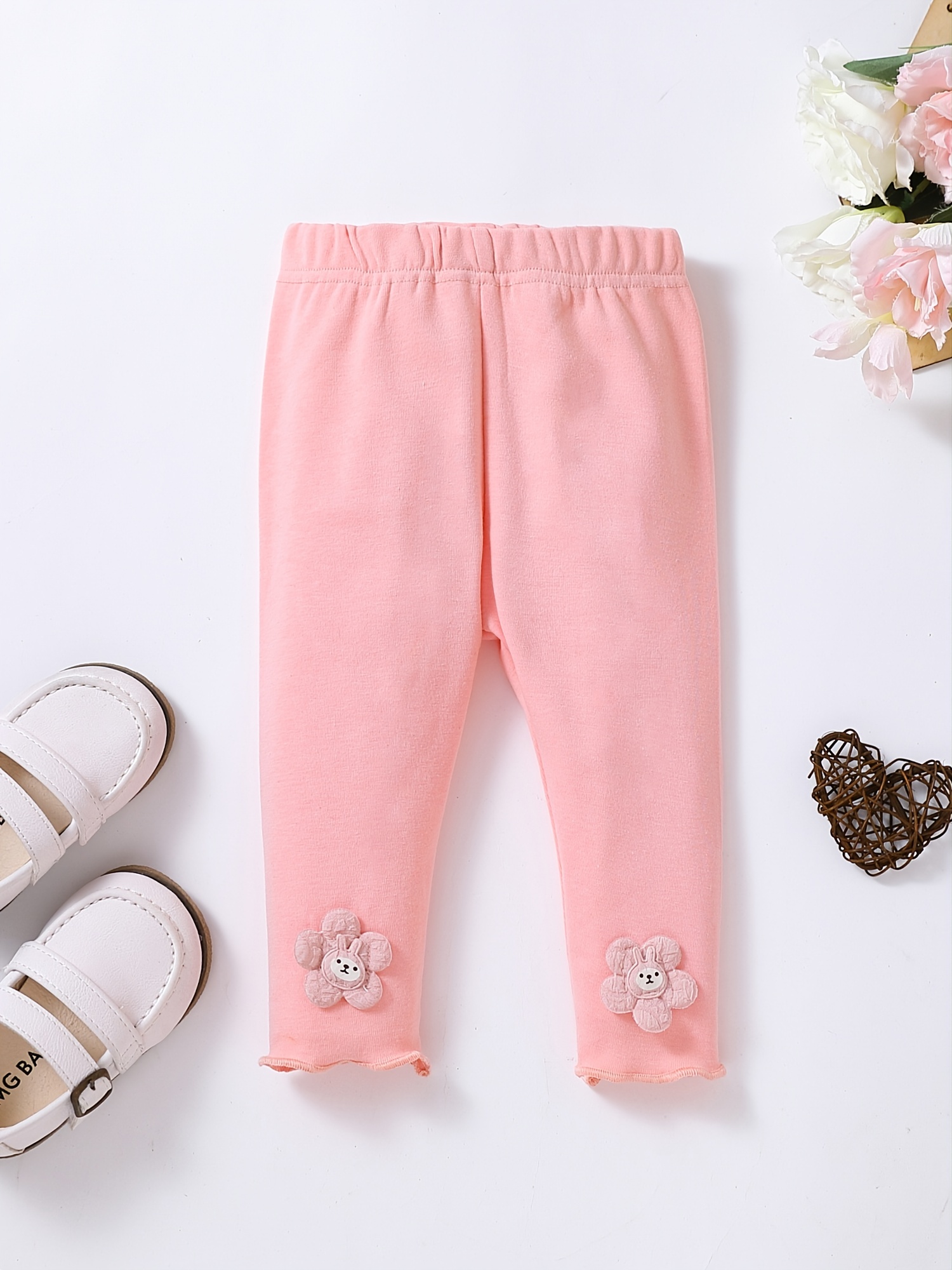 Girls Floral Embroidered Leggings Breathable Casual Pants - Temu