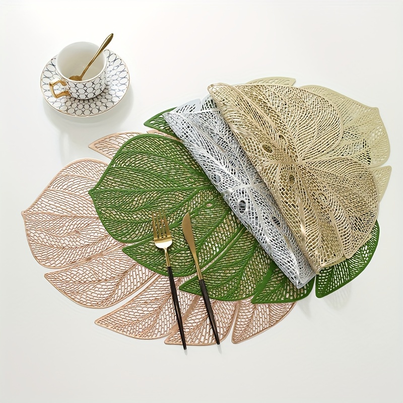 Round Plastic Placemat Leaf Shaped Pvc Dining Table Mat - Temu