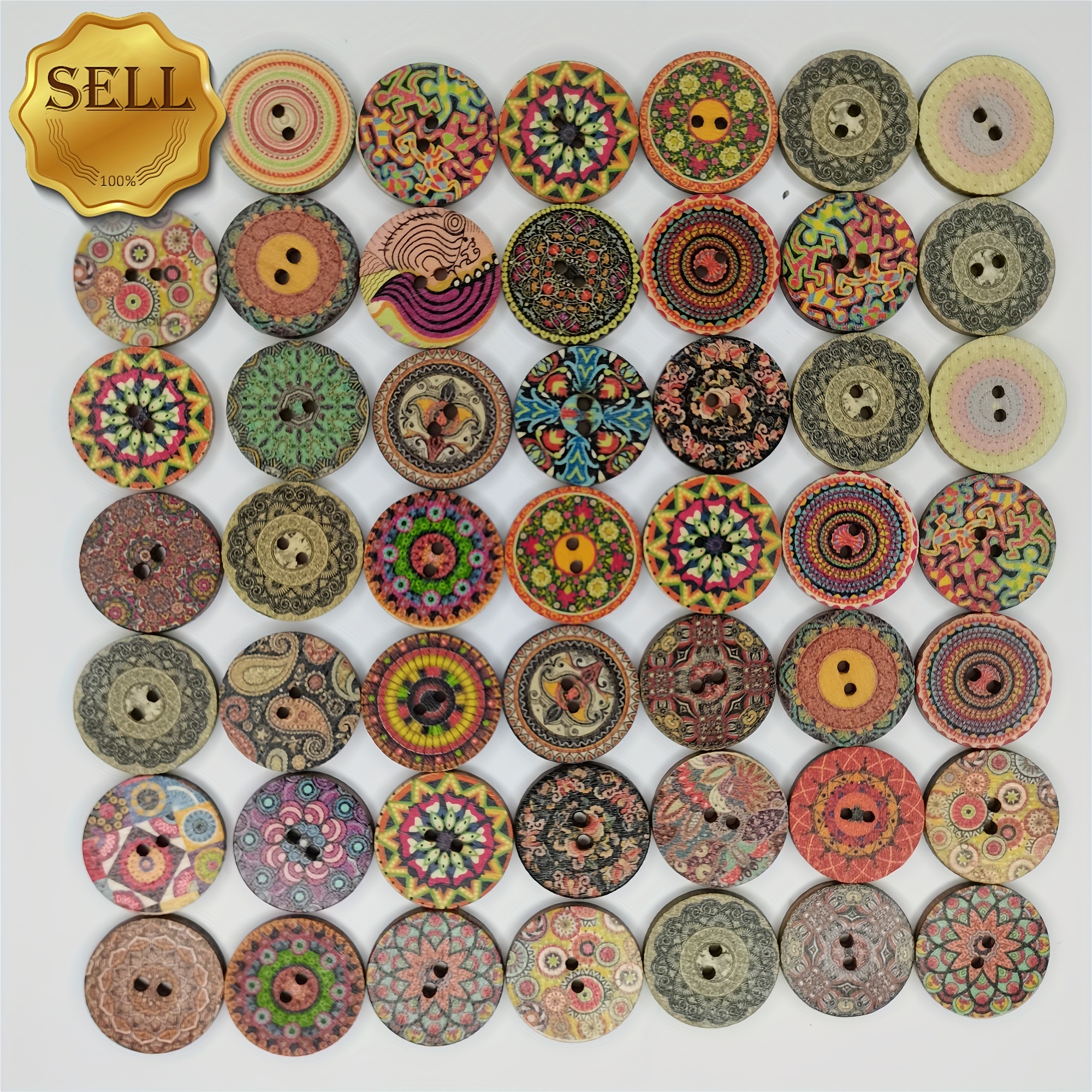 50 Pcs 20mm Wooden Buttons, 3/4 Wood Buttons Craft Sewing Button for  Crafts Sewing DIY