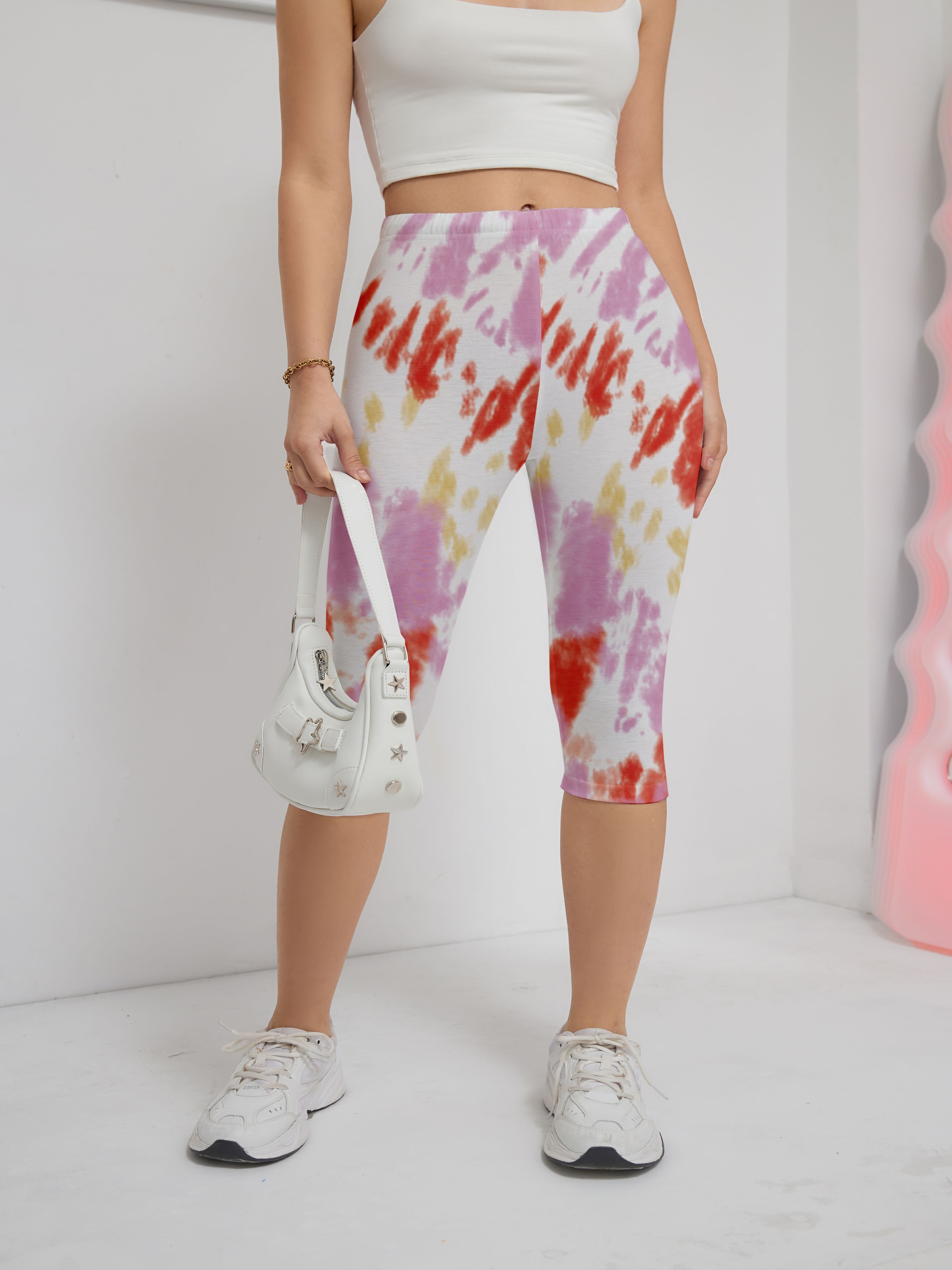 Casual Capri Leggings Plus Size Women s Plus Tie Dye High - Temu Australia