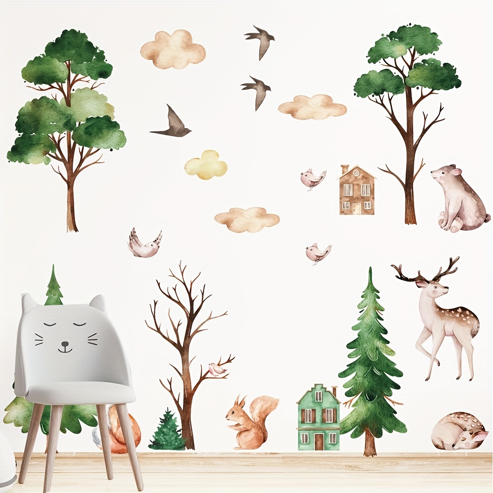 sticker décoratif sticker mural animaux oiseaux forestiers arbre I
