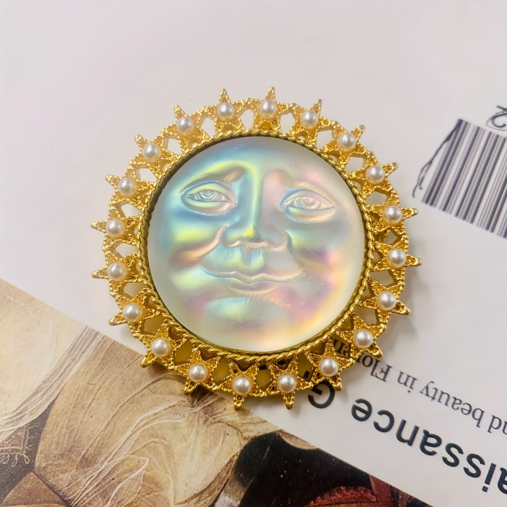 Vintage Creative Baroque Sun Enamel Badges Pins Men Classic - Temu