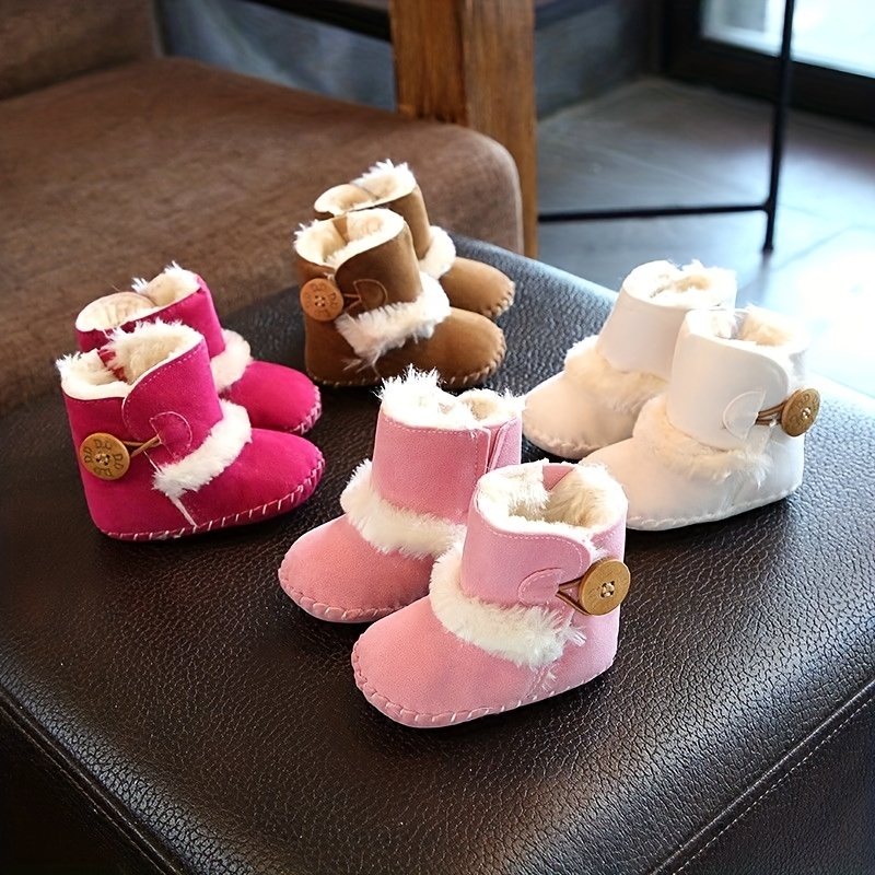 Comfortable Boots For Baby Boys And Girls, Soft Warm Plus Fleece Boots For Indoor Walking, Winter