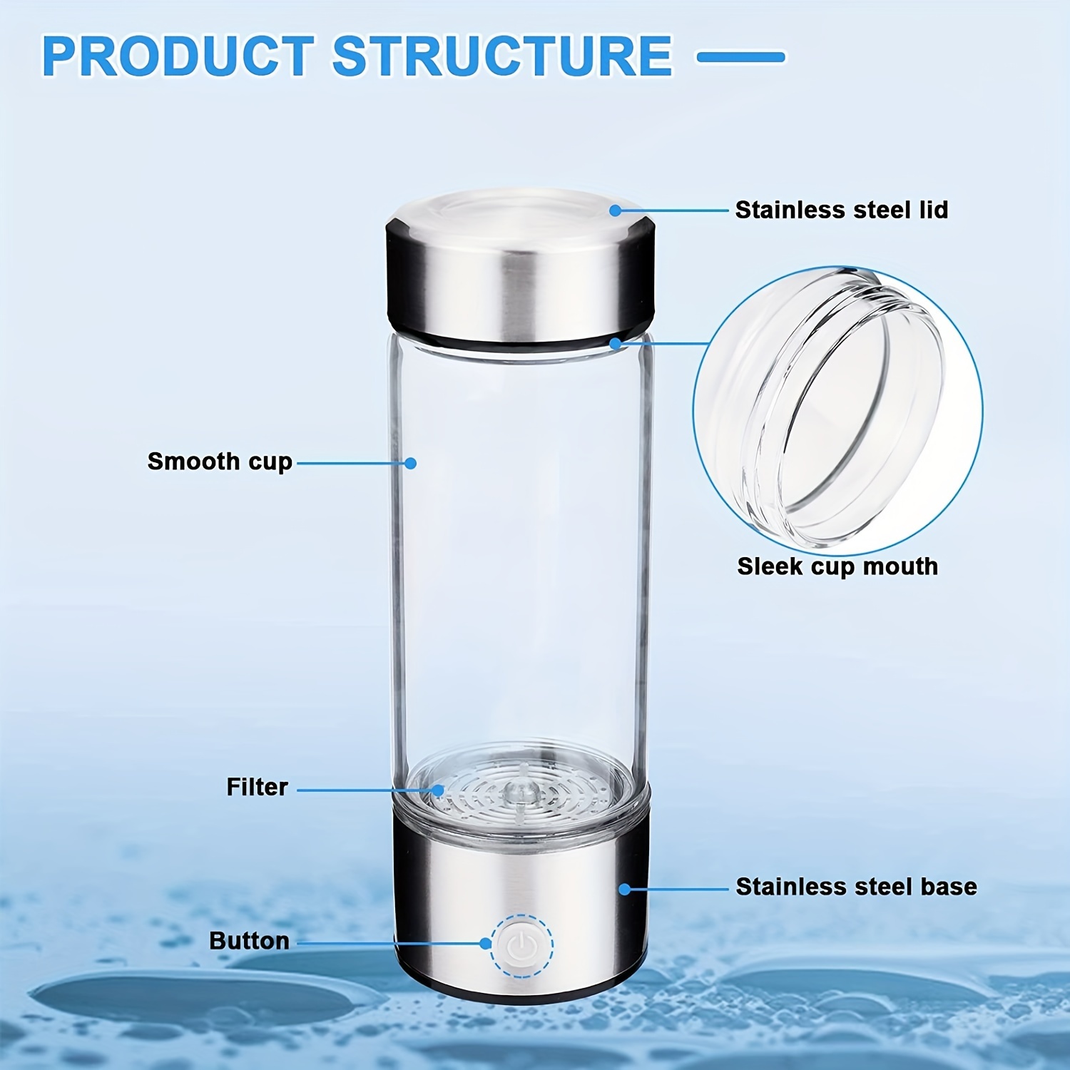 Hydrogen Rich Water Bottle Hydrogen Water Generator Hydrogen - Temu