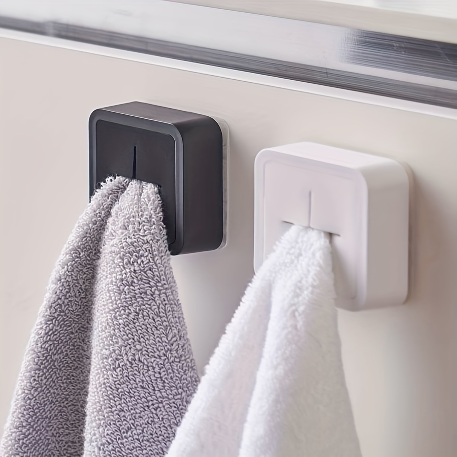 Kitchen Towel Hooks Self Adhesive Push Dish Towel Holder Wall Mount Rag  Stopper Grabber, Dish Towel Holder Hook