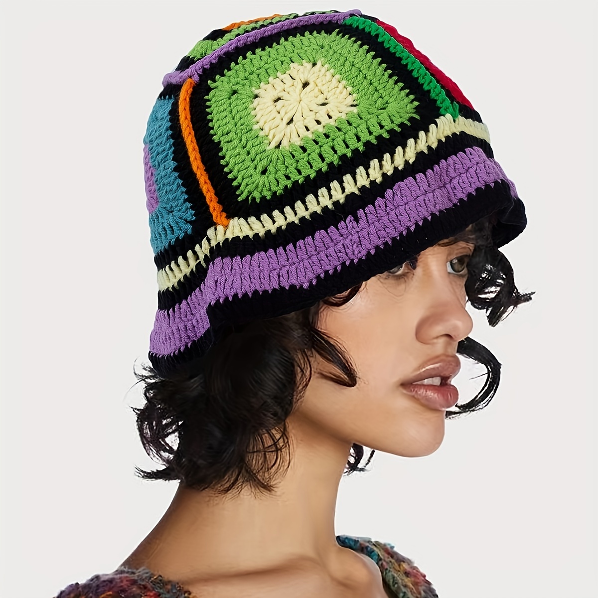 77375 Solid Tone Crochet Bucket Hat