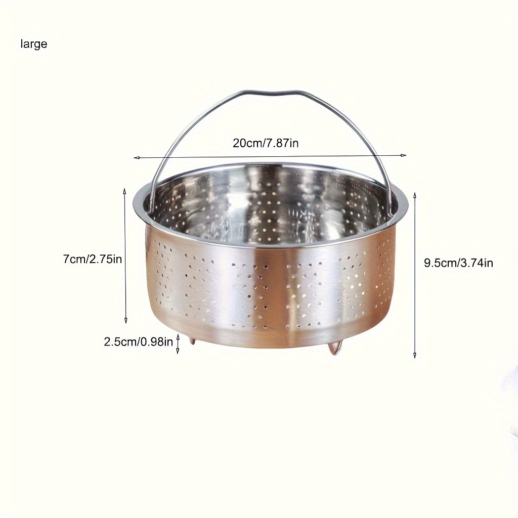Rice Cooker Steamer Basket Stainless Steel Steaming Basket Food Steamer Basket with Handle, Size: 22X22X6.2CM