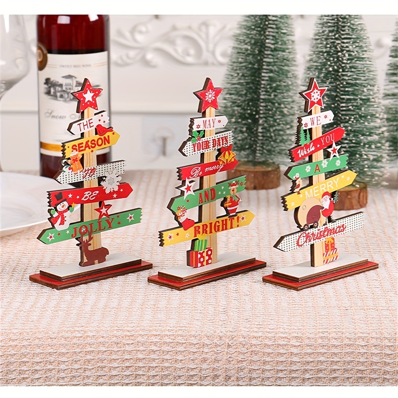 Christmas Tree Santa Claus Diy Decoration Wooden Christmas - Temu