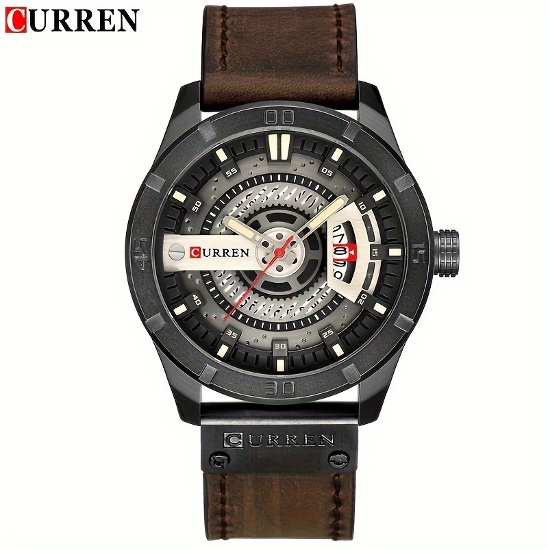 

Men's Sports Fashion Quartz Watch Business Leisure Analog Calendar Pu Leather Wrist Watch Date Watch