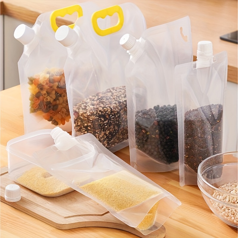 10 Pcs Kitchen Food Storage Bag Transparent Moisture-proof Sealed Plastic  Bag Household Large Capacity Stand Up Packaging Bags