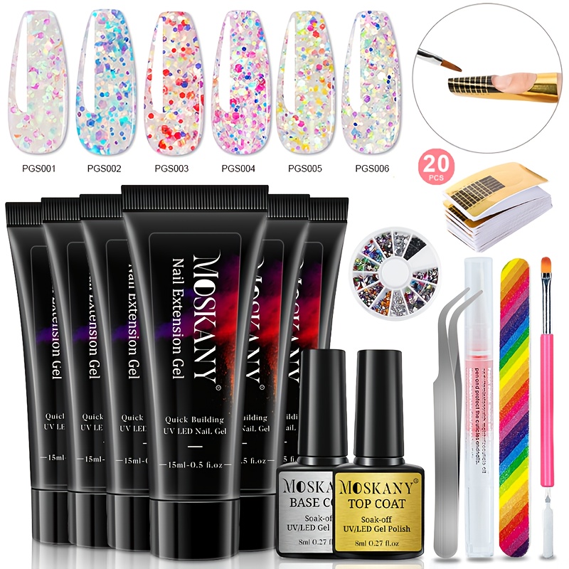 MOSKANY Poly Gel Nail Kit With LED Nail Lamp For Nail Extension