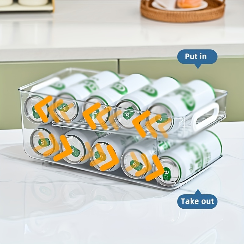 Kitchen Refrigerator Storage Box Transparent Beer Beverage Cola Easy Pull  Can Storage Finishing Fresh-keeping Box - Temu