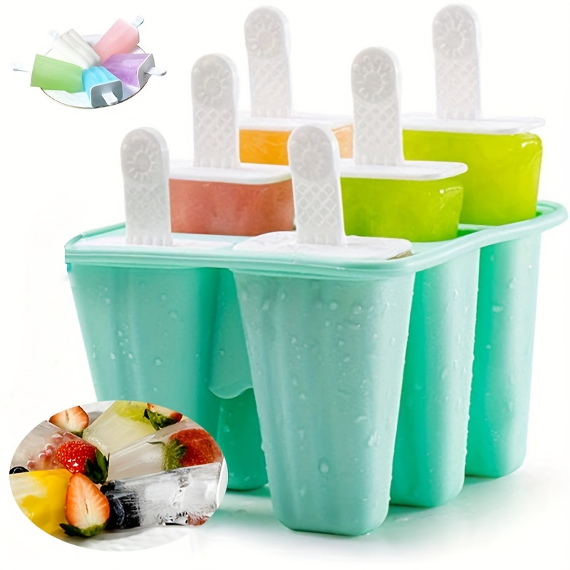 Silicone Popsicle Molds for kids, Set of 6 Reusable Ice Pop Mold Popsicle  Maker with Lids 