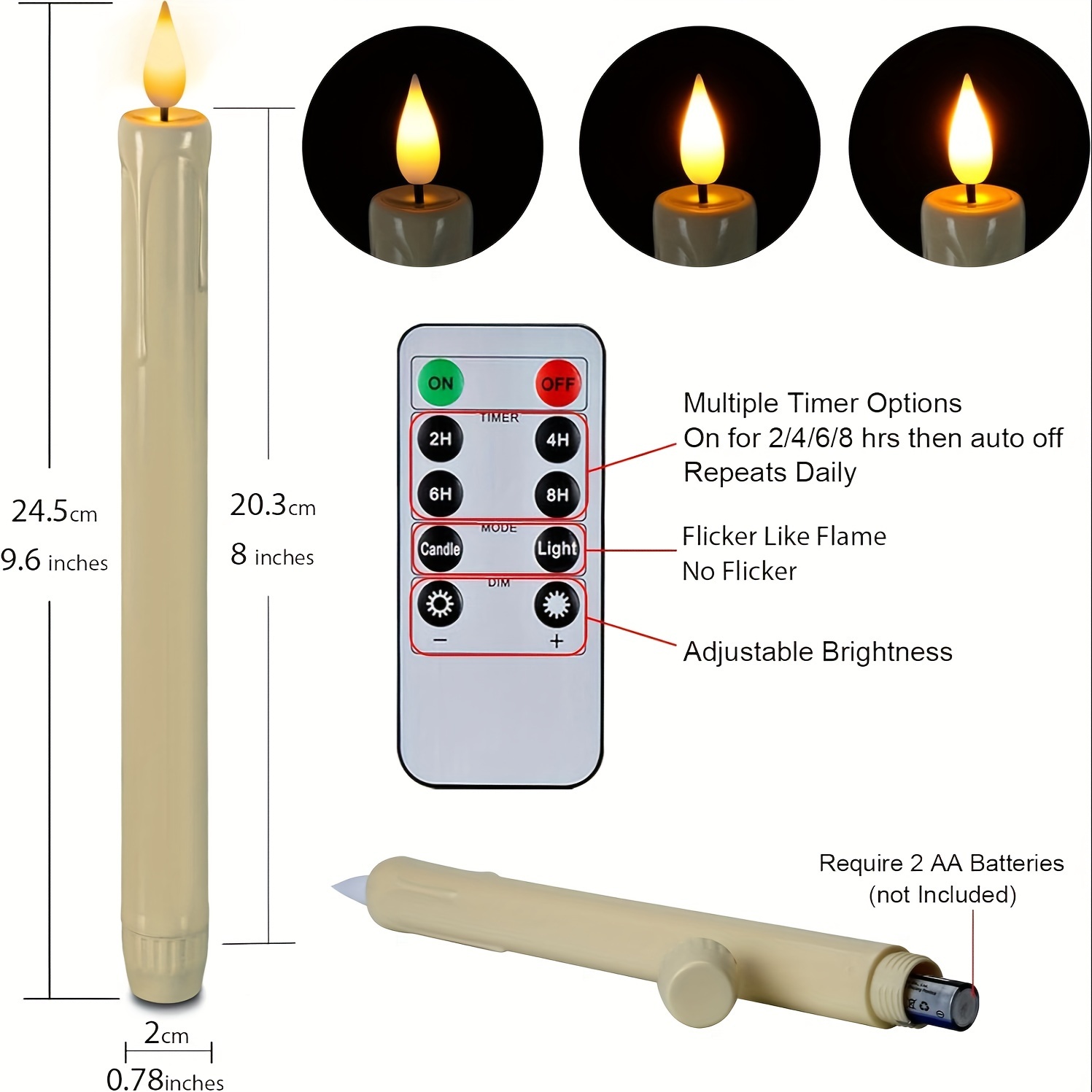 Led Taper Candles With Sensor Dusk To Dawn Roman Column - Temu