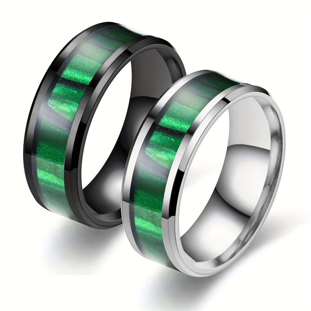 Mens wedding bands sales with green